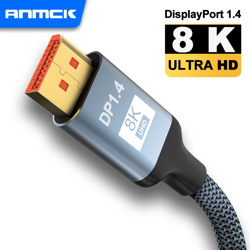 Кабель для порта дисплея 8K двунаправленная устойчивая передача Anmck DP в 1 4 @ 60Hz