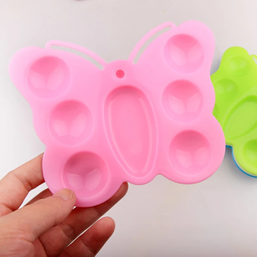 Novelty Butterfly Shape Plastic Palette 7 Grids Children Drawing Tray Oil Watercolor Paint Color Artist Painting Pallet | Канцтовары для