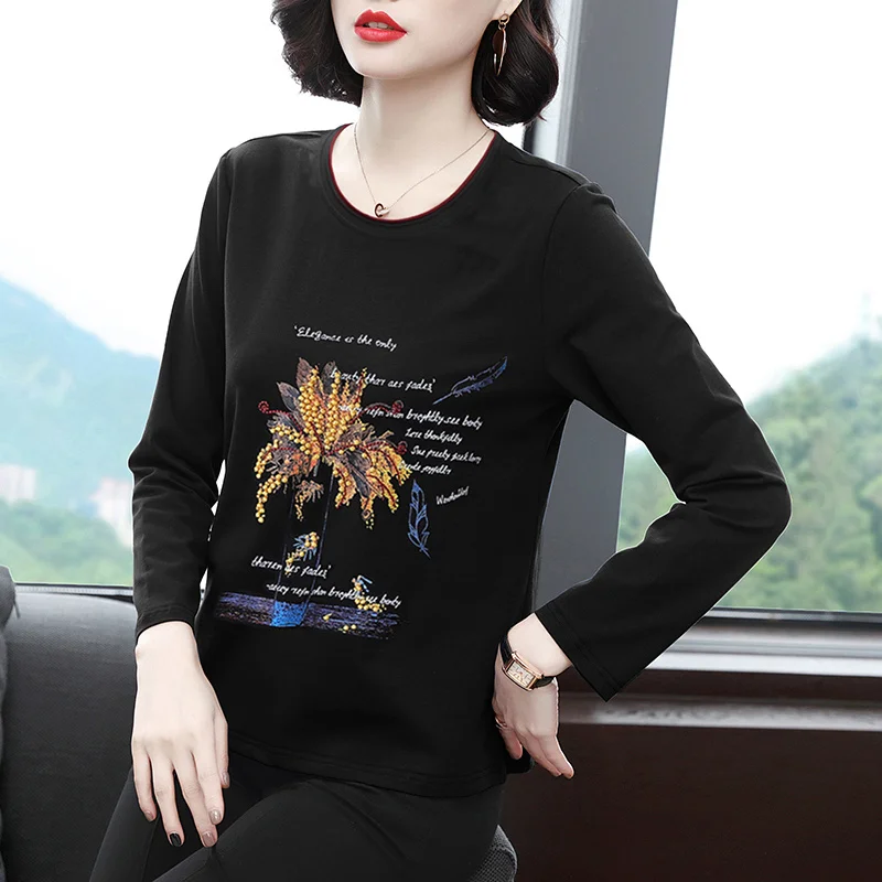 Новинка Осень-зима Свободная блузка рубашка с длинным рукавом женская футболка