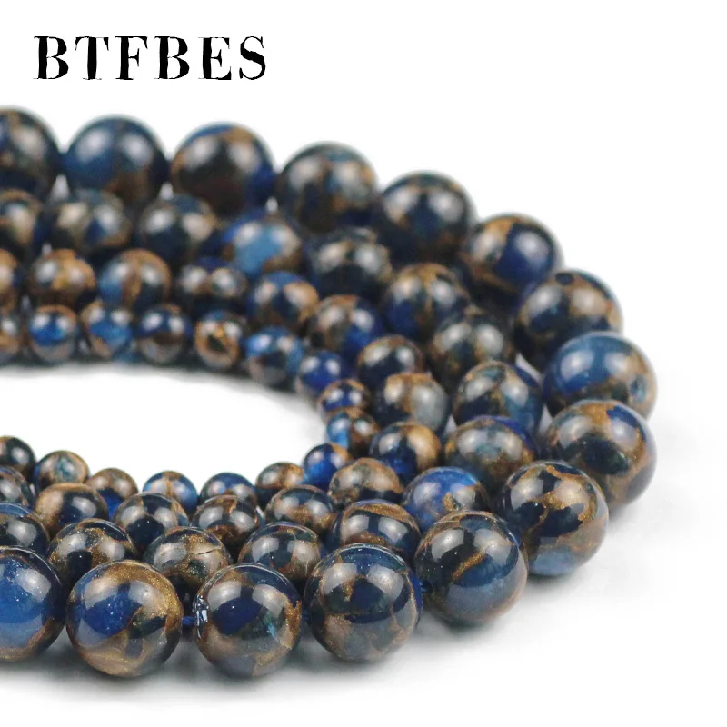 Бусины BTFBES из натурального непальского камня темно синего цвета незакрепленные