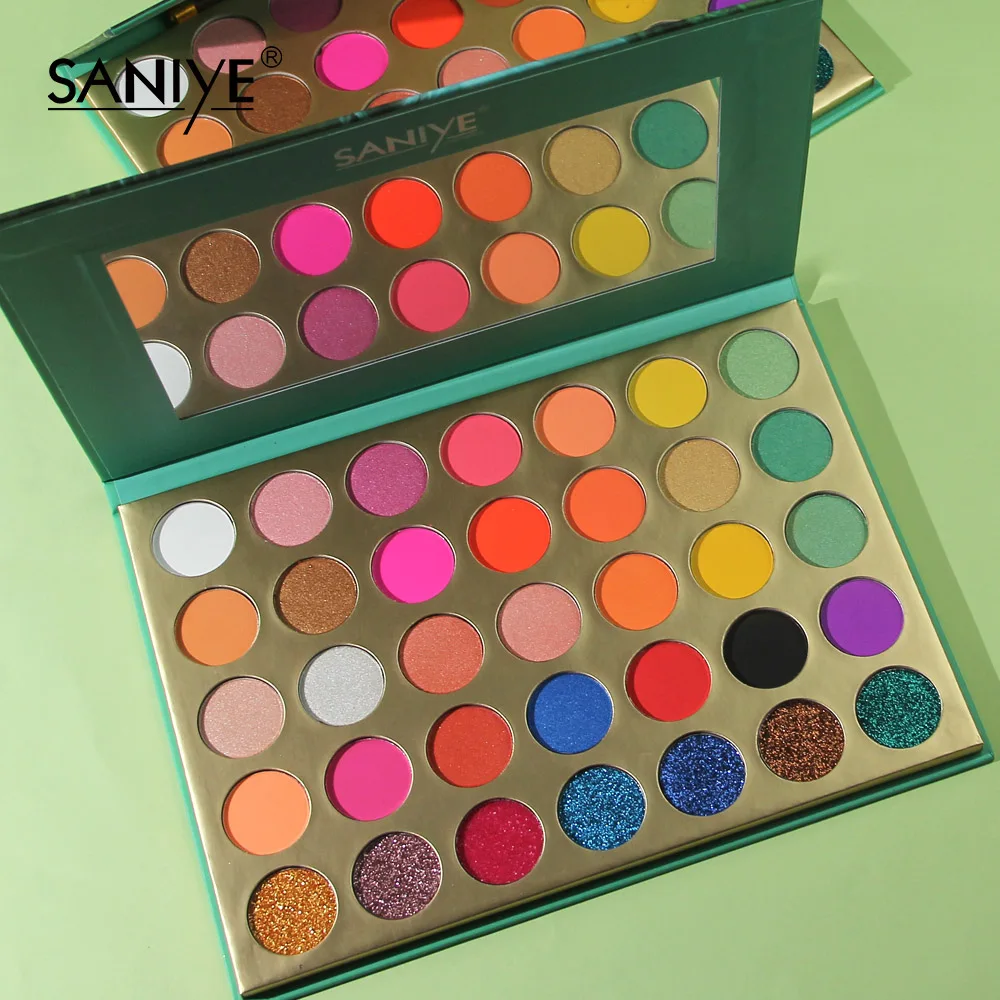 SANIYE макияж тени для век Палитра матовые блестящие 35 оттенков пигментированные