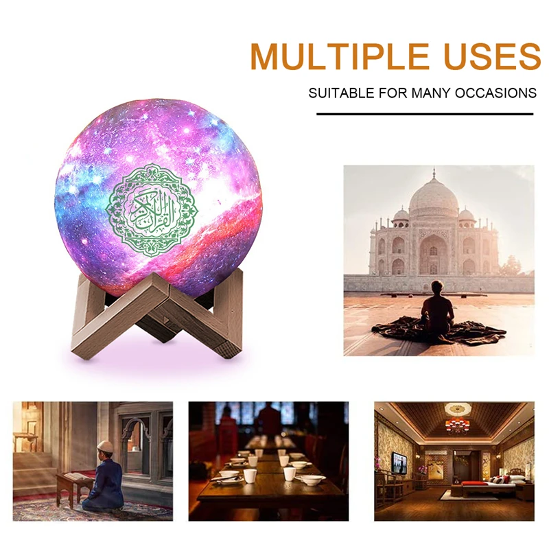 

3D Moon Lamp Quran Speaker Galaxy Night Lights Quran 16 Colors Change Blue Tooth Speaker Eid Mubarak Decor Galaxy Light Eid Gift