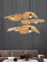 nordic lotus leaf led pendant lights dining room restaurant bar metal pendant lamp living room decor suspension light fixtures