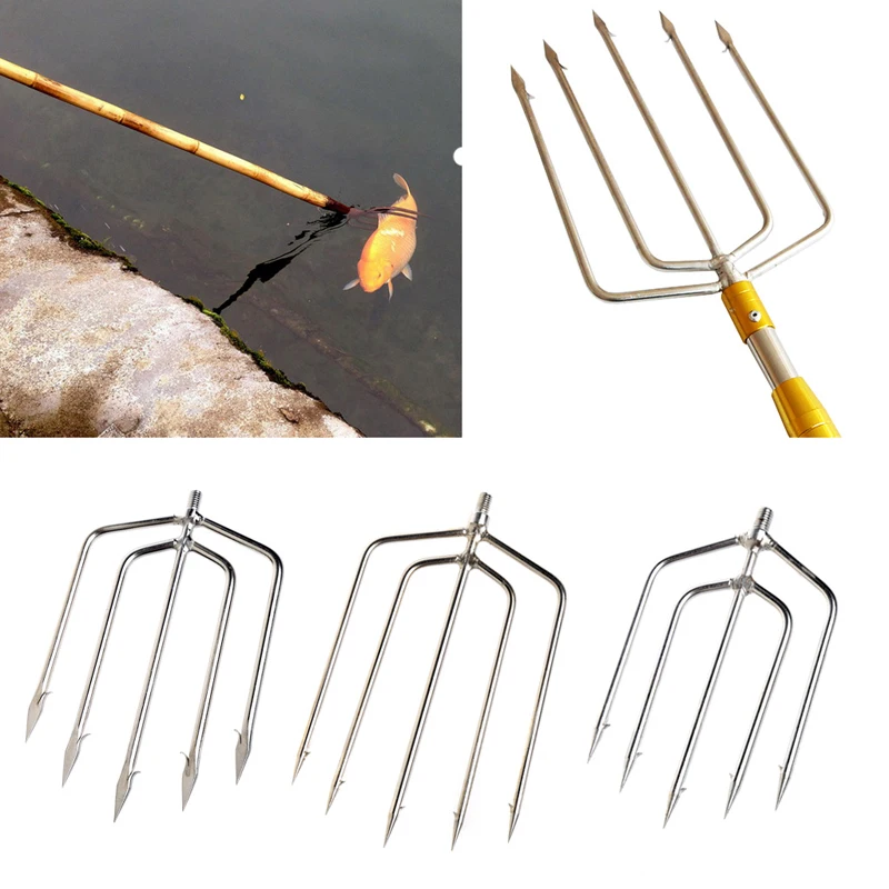 Herramientas de pesca de acero inoxidable, arpón, tenedor de pescado, accesorios para cortar hielo, herramienta de aparejos