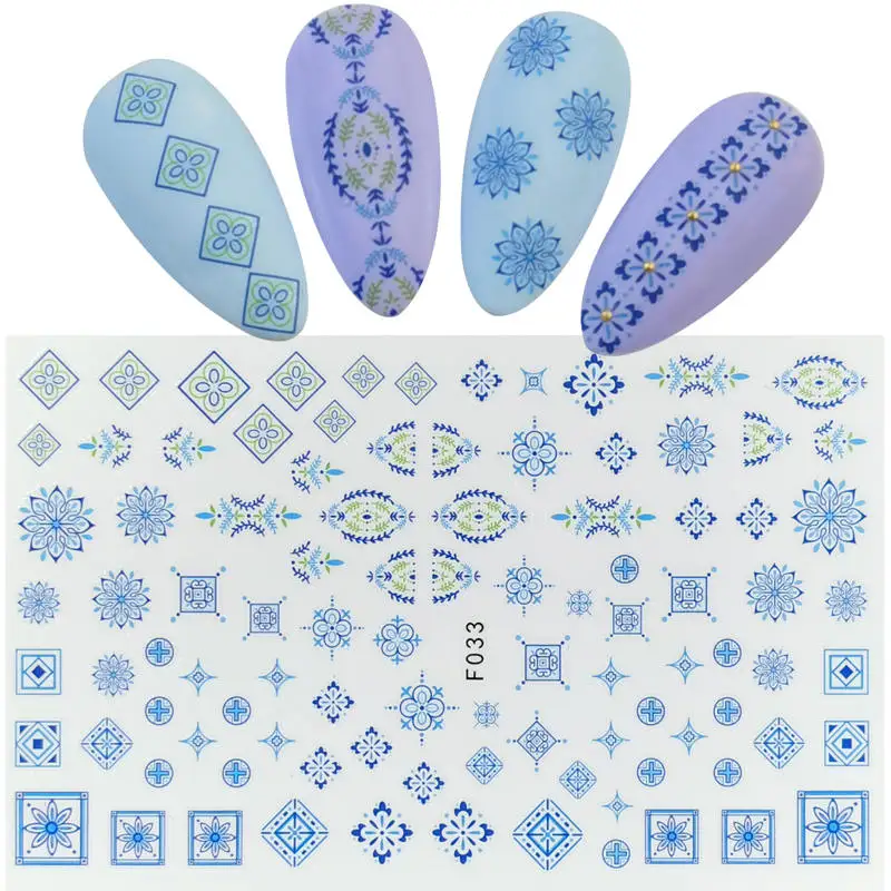 1 лист 3D наклейки для ногтей клейкие цветы листья геометрия фрукты десерт дизайны