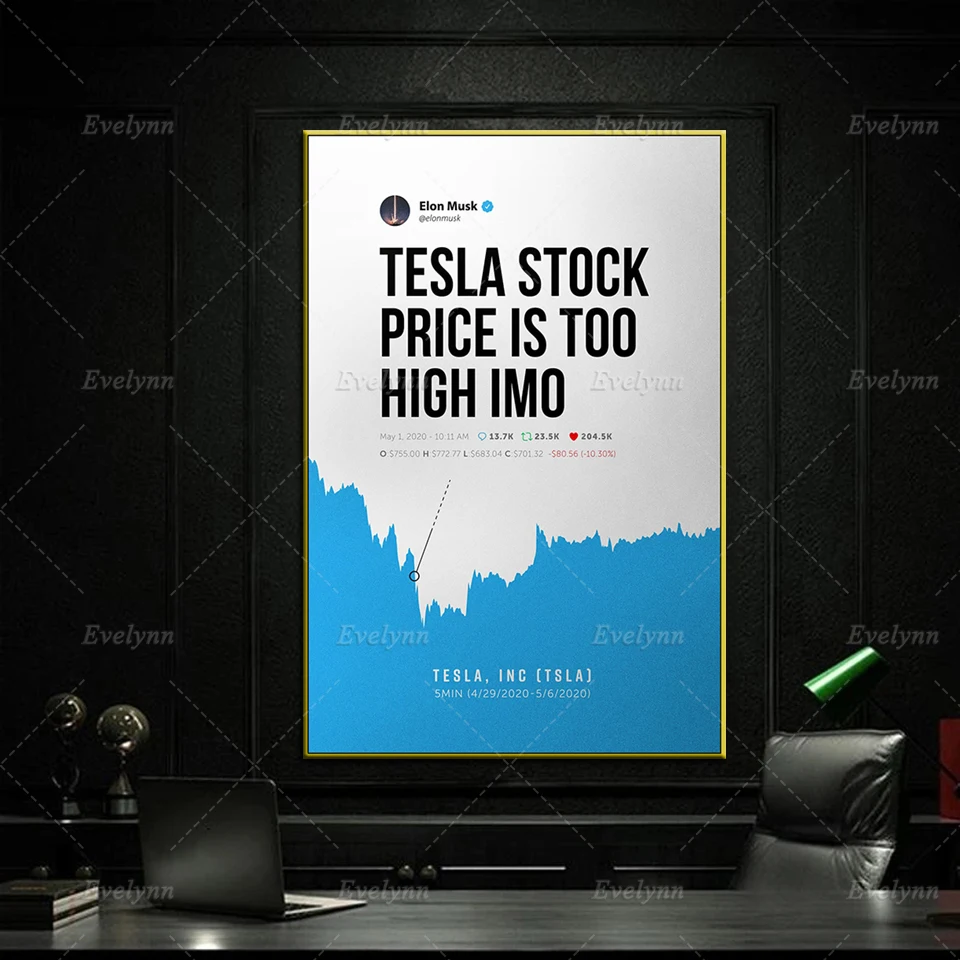 

Elon Musk (TSLA) - Stock Price Is Too High IMO ,Canvas Art Poster |Wall Art |Office Decor | Investor | Stock Market |Day Trader