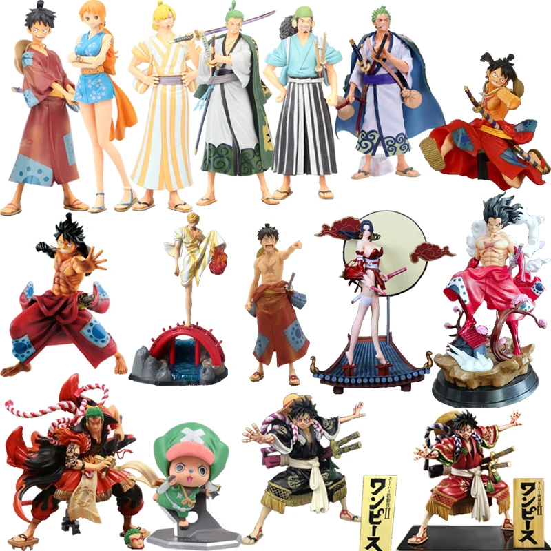 

One Piece Luffy Roronoa Zoro Vinsmoke Sanji Trafalgar Nami Boa Hancock Land of Wano Country Ver.The Grandline Men Anime Figure