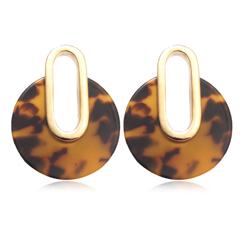 Мода 2020 Za большие леопардовые Черепаховые акриловые серьги кольца для женщин