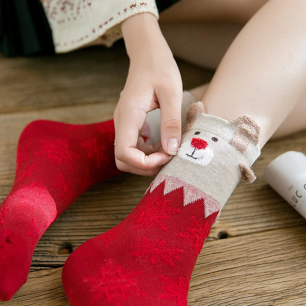 Для женщин носки зимние теплые рождественские подарки стерео Мягкий хлопок