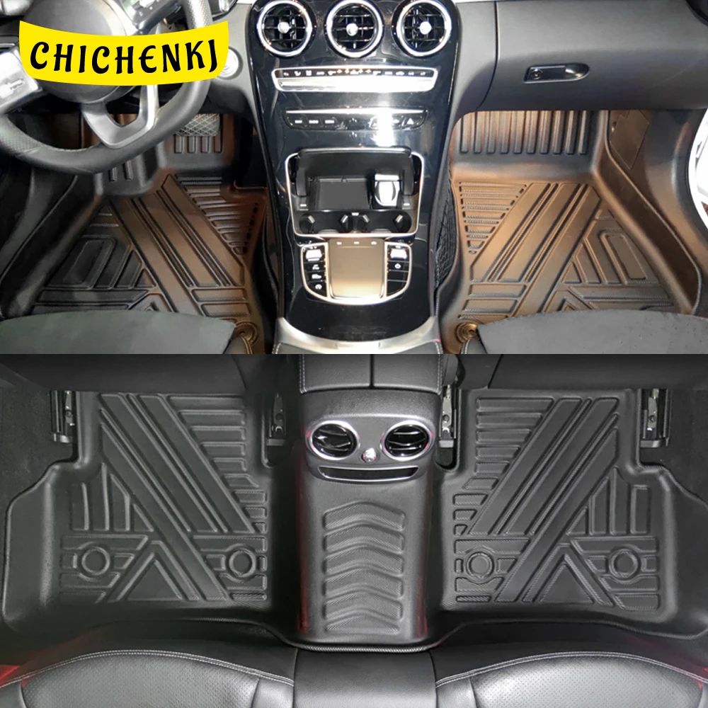 

For Mercedes-Benz C-Class W205 2015-2021 Car Floor Mats All-Weather TPE Foot Mats Pad Waterproof Tray Mat Interior Accessories