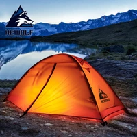 hewolf 1 person camping tent outdoor double layers silicone coat waterproof camping tent 1 7kg ultralight with floor mat