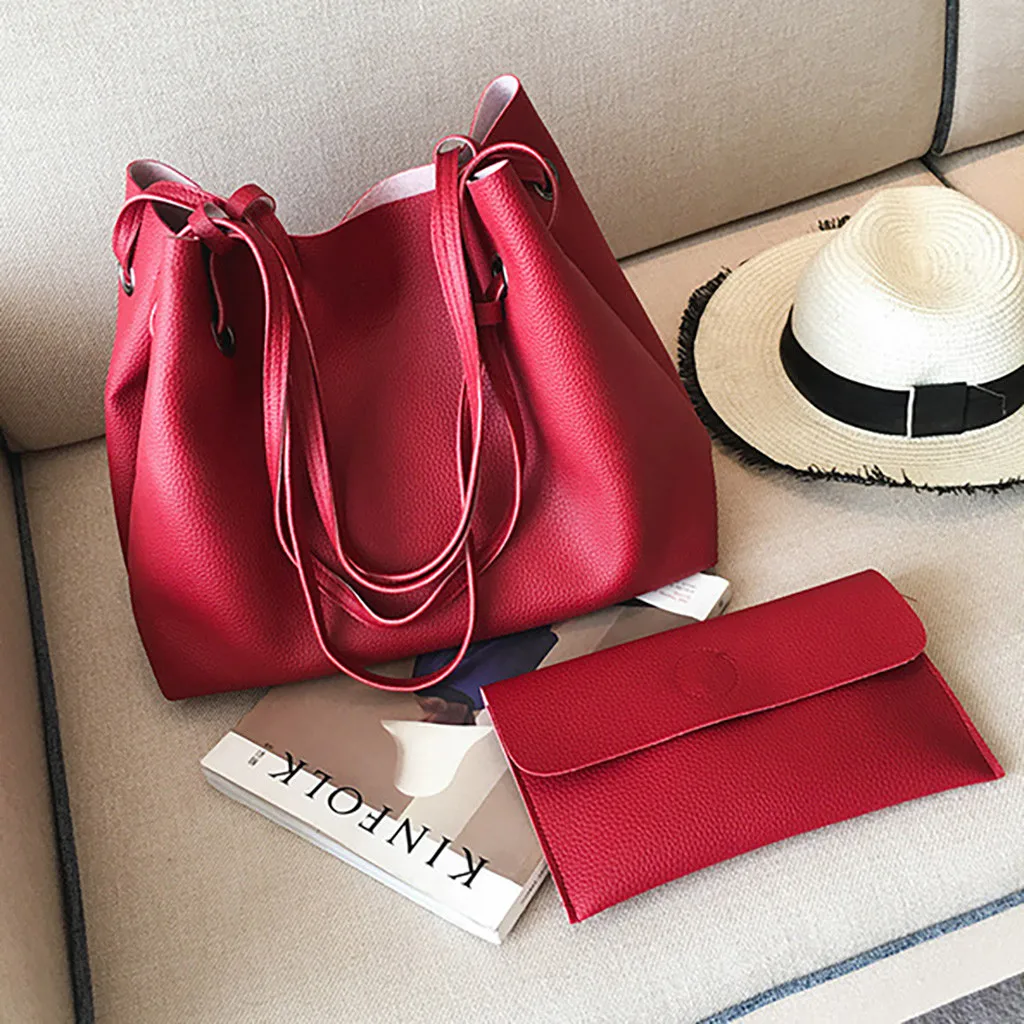 Модная женская сумка кожаная двухкомпонентная через плечо клатч кошелек Ретро