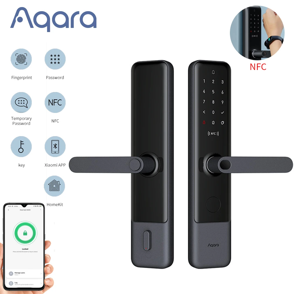 Aqara N200 Smart Door Lock Fingerprint Door Locks Bluetooth Password NFC Unlock Smart Lock Work With Mijia HomeKit Smart Home