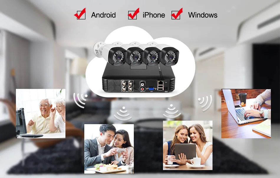 Fuers обновление 4 шт. HD 4M-N 4CH AHD DVR CCTV камера система безопасности комплект уличная камера система видеонаблюдения ночное видение P2P