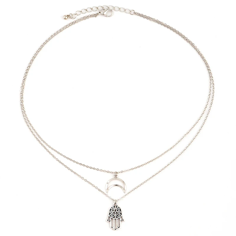 2 шт./компл. в богемном стиле женские Фатима ладони Луна дутая цепочка