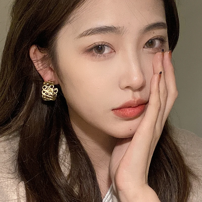 Серьги в стиле ретро алооты металлические плетеные серьги Ins простые