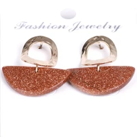 fysl light yellow gold color half round many colors quartz stone dangle earrings for women charm jewelry