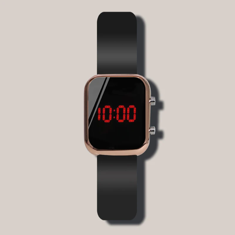 Rose gold Высококачественные женские часы, светодиодные часы, силиконовые женские наручные часы, розовые цифровые часы, женские часы, спортивные часы, Relojes Para Mujer - Цвет: Rose gold