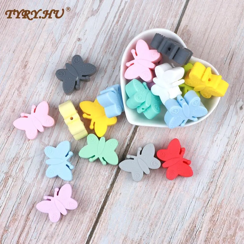 TYRY.HU-collar de dentici&oacute;n para beb&eacute;, cuentas de silicona sin BPA para beb&eacute;, accesorios para morder, 5 unidades-0