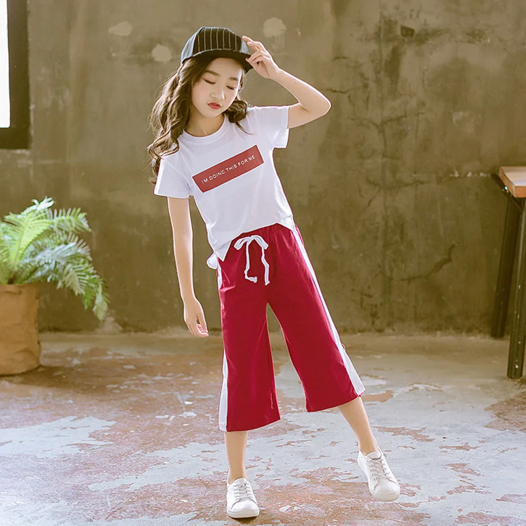 Одежда для крупных девочек от 3 до 12 лет Детская летняя одежда шорты топы с