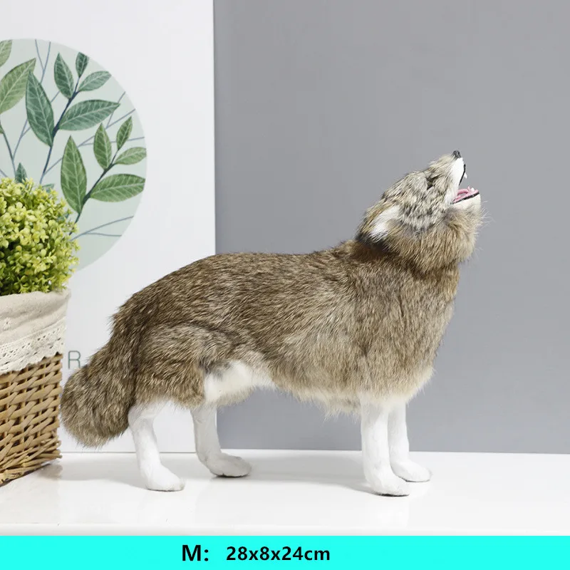 28x8x24cm Brown Моделирование игрушки в виде животных Собака Мягкая овчарка волк модель животного выставочный зал украшение дома DY80059 - Color: 28x8x24cm Brown
