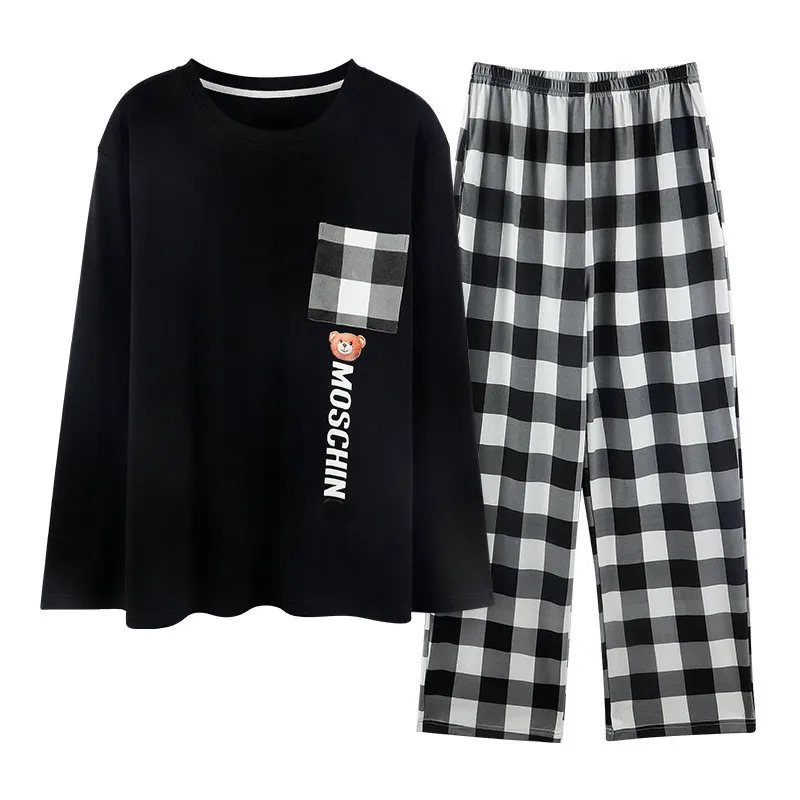 

Spring and Autumn Long Sleeve Couple Pajamas Male Ladies Cotton Homewear Set