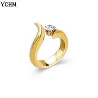 crystal zircon rings for women stainless steel wedding ring irregular gold plated engagement rings statement wedding bands