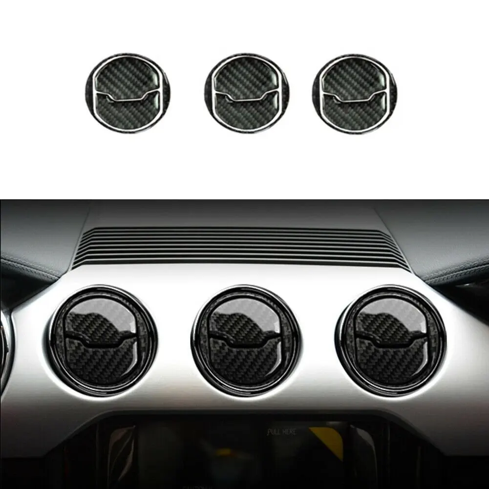 

9*Carbon fiber Dashboad Air Vent Outlet Stickers Cover For Ford Mustang 2015-19