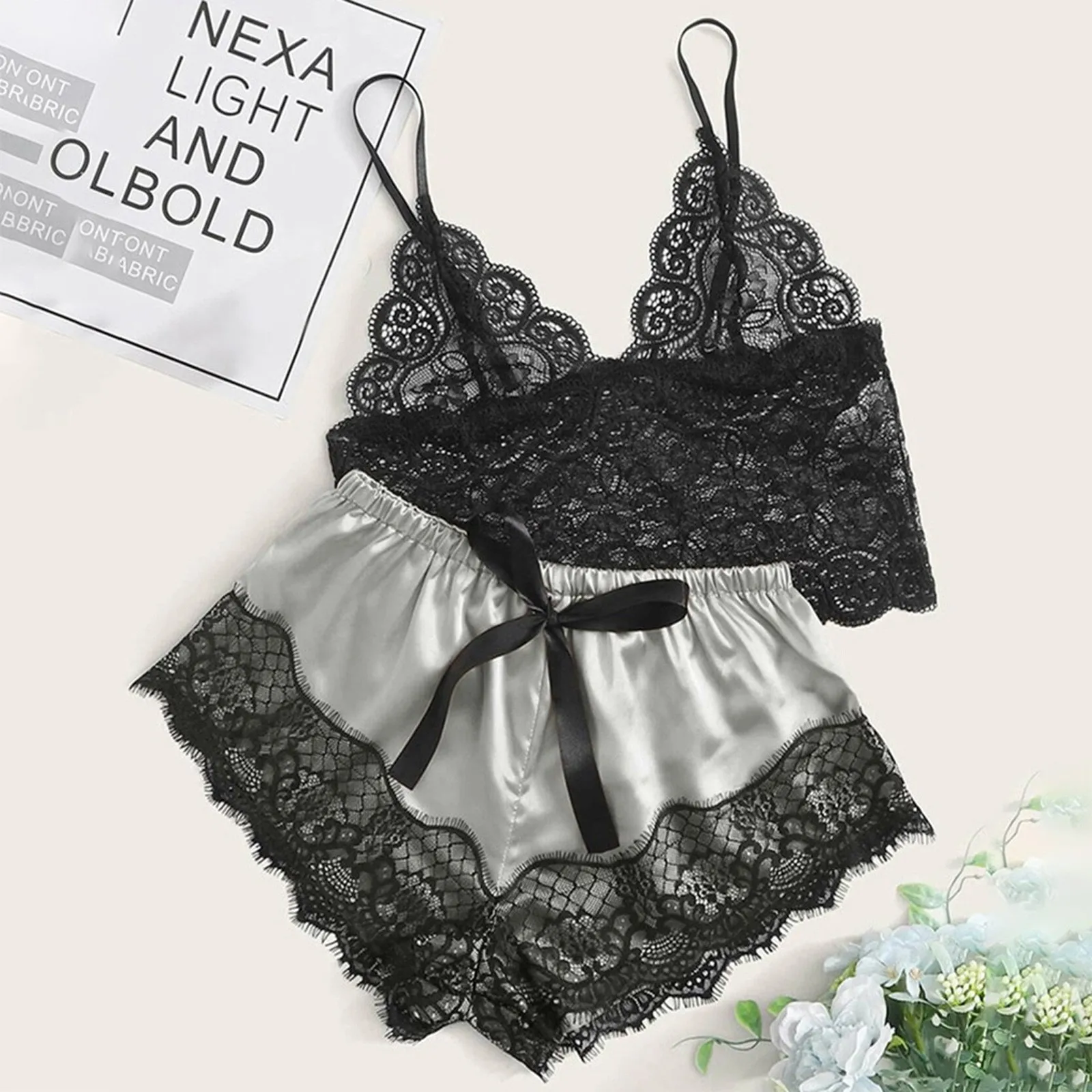 Модное Новое сексуальное кружевное белье шелковое нижнее одежда для сна пижамы