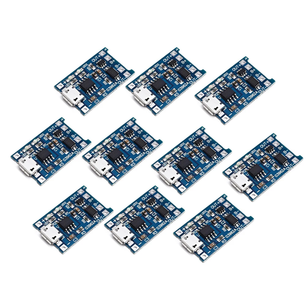 10Pcs 5V 1A Micro USB 18650 Lithium Battery Charger Controller Module+Protection Dual Functions