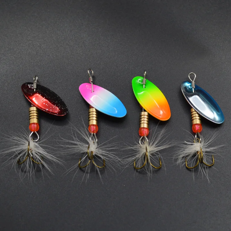 4 шт./лот рыболовные приманки радужного цвета блесна для форели Металлические