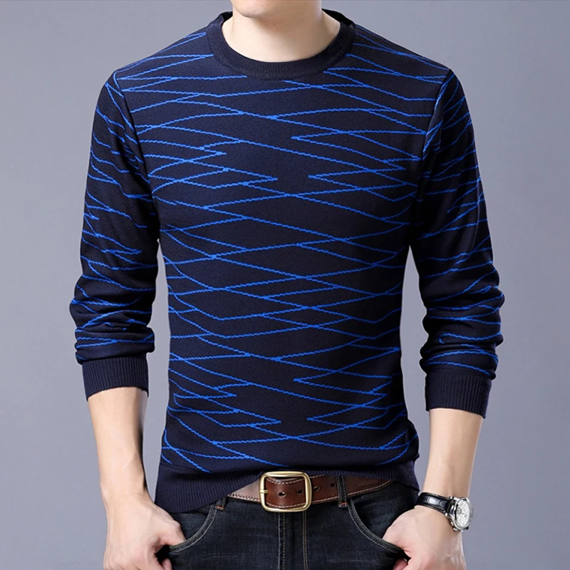 2019 осень зима свитер для молодых мужчин с длинными рукавами круглым вырезом
