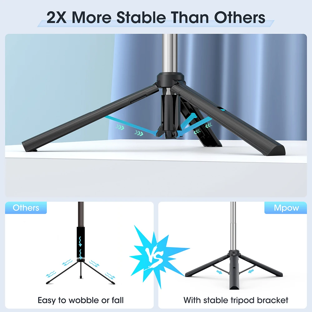 

Mpow PA231 Selfie Stick Tripod For IOS Android With Remot Selfie Stick With Wireless Bluetooth Mobile Phone Selfie Sstick