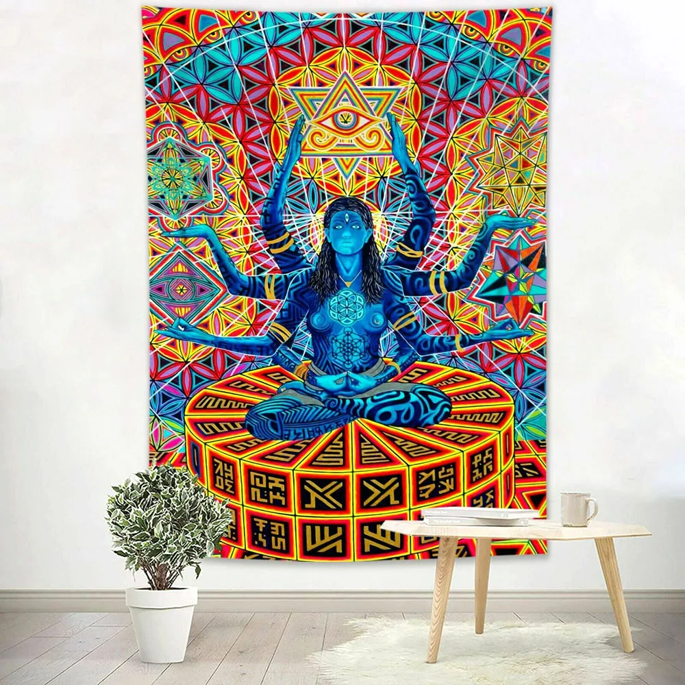 Индийская богиня Кали гобелен Йога Медитация настенное ведро висячее аниме