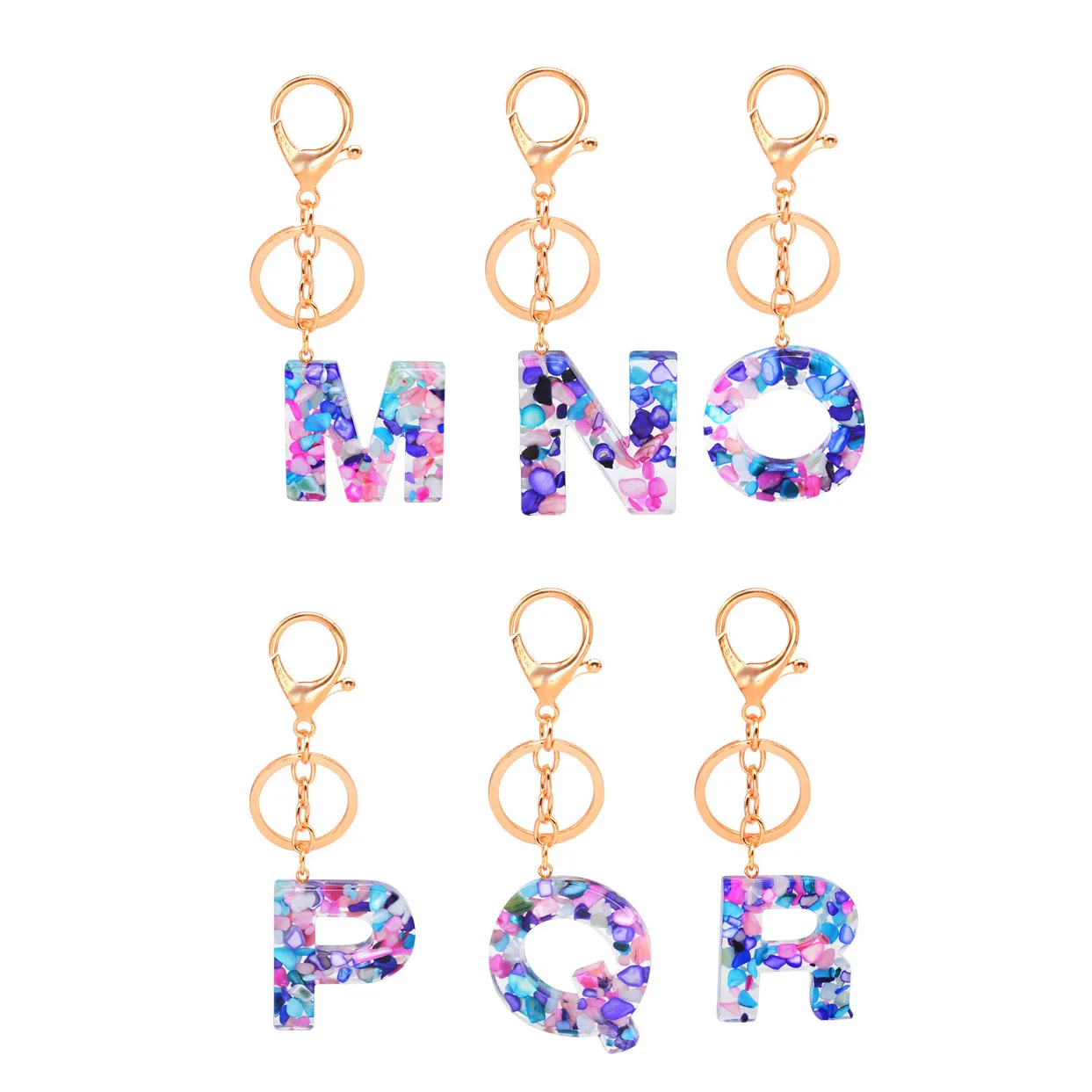 

26 English Letter Keychain Transparent Colorful Acrylic Keychains Jewelry Pendant Bags Accessory