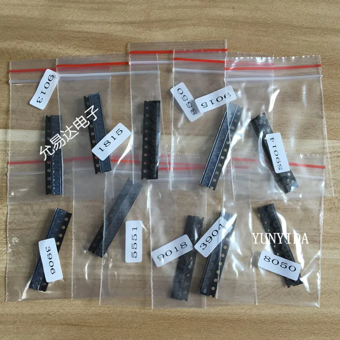 SOT-23 SMD Транзистор S9013 S9014 S9015 S9018 MMBT3904 MMBT3906 SS8050 SS8550 2N5551 2SC1815 10 типов * = комплект Amostras