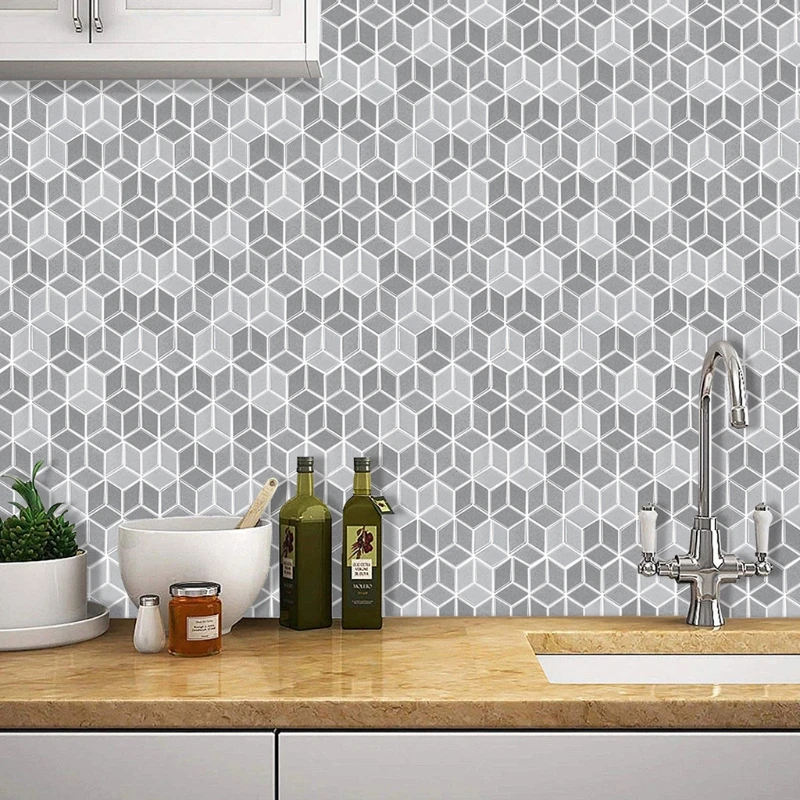 3 листа самоклеящиеся наклейки водостойкие шестигранные настенные плитка Backsplash