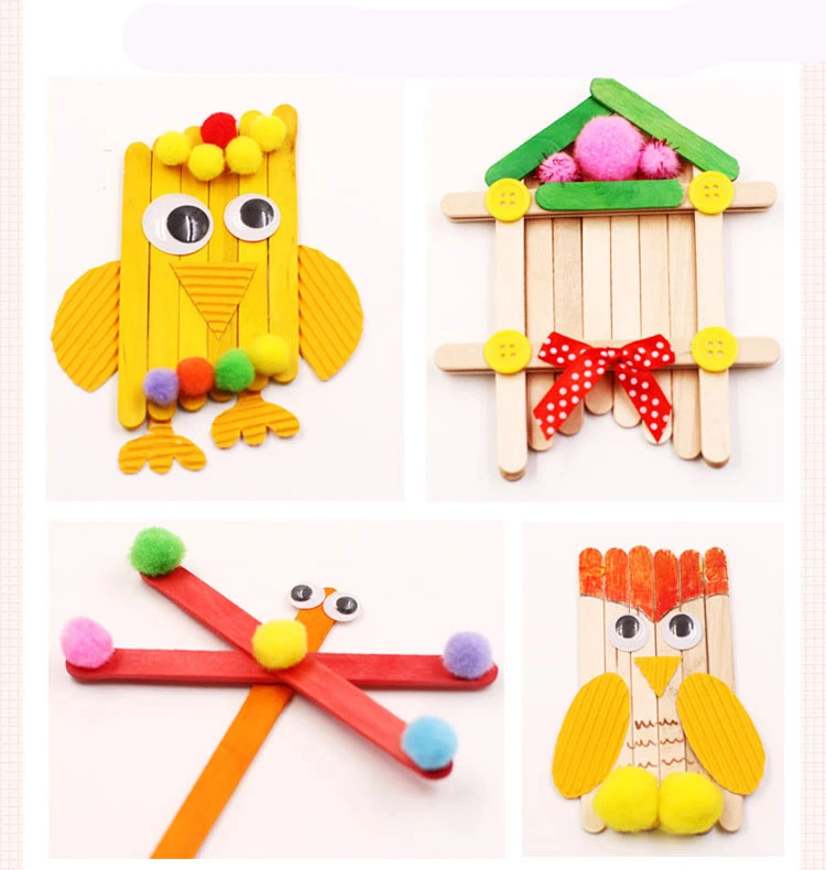 50 шт./партия цветные деревянные палочки для мороженого из натурального дерева