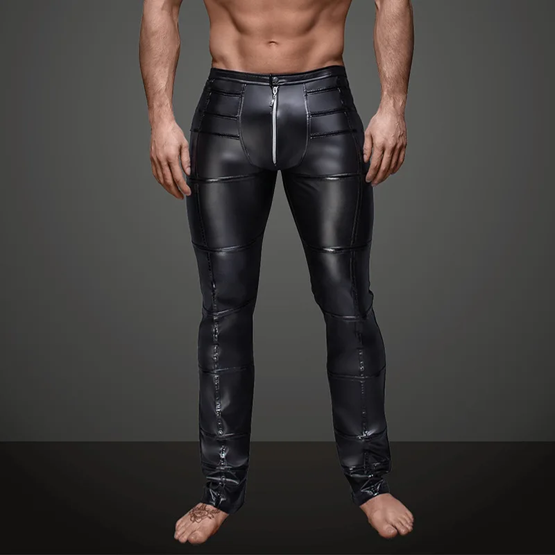 

Men's Tights Leather DS Fun Leather Pants Patent Leather Pants Nnightclub Bar Hot Dance Performance Clothes