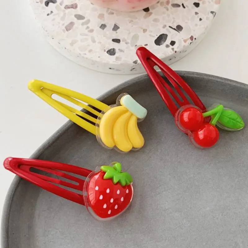 Для женщин и девочек выпечки краски BB зажим для волос прекрасные 3D клубника банан