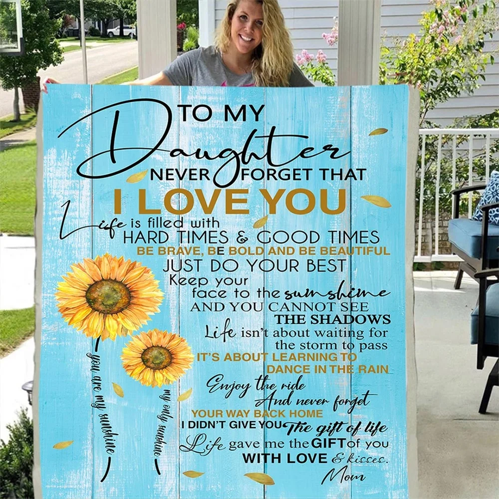 Подсолнухи мягкий бросок моей дочери от мамы Премиум шерпа Флисовое одеяло | Дом