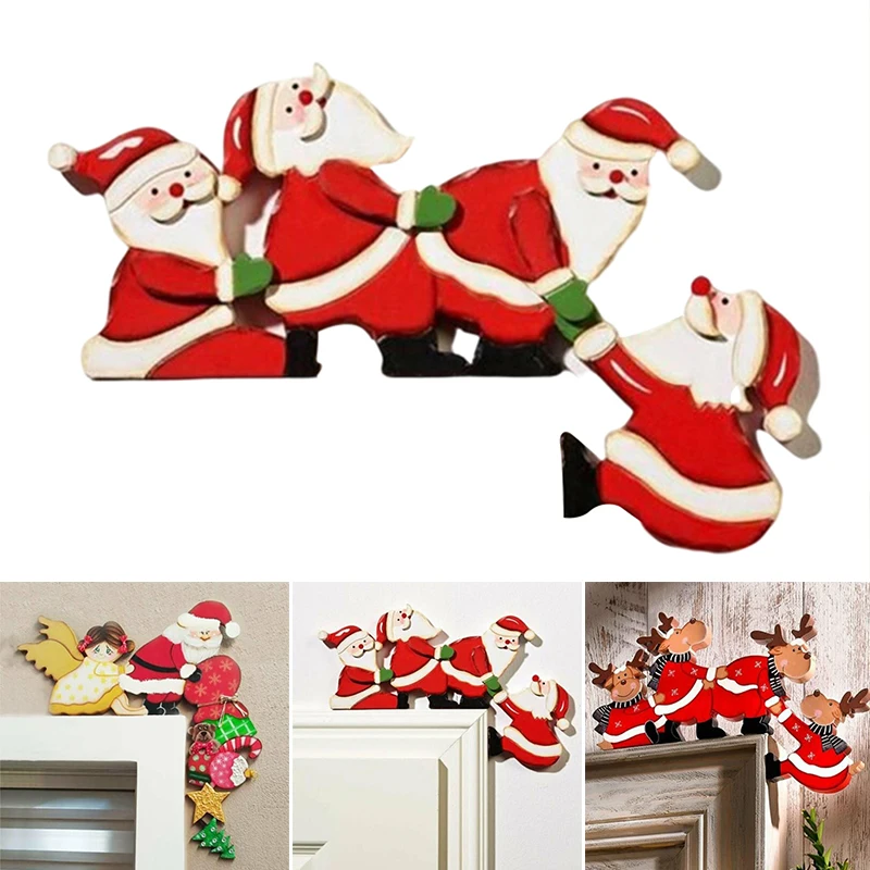 

Christmas Door Frame Decoration Colorful Wooden Ornament Xmas Party Decor for Home Living Room Bedroom AC889