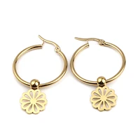 stainless steel hoop earrings gold color metal circle ring infinity symbolflowerheartbeat earrings for women jewelry 1 pair