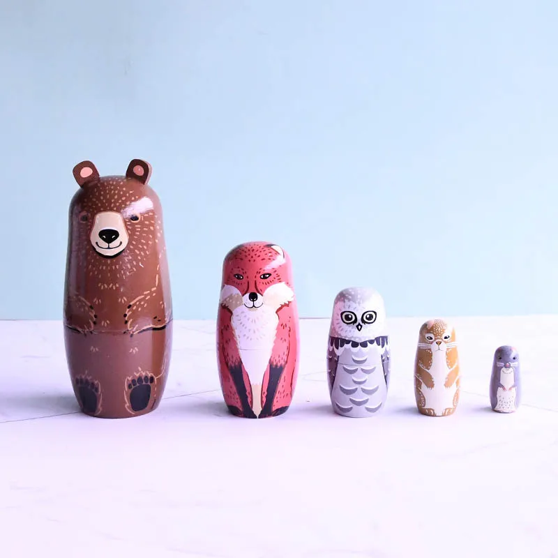 

Креативная современная простая деревянная картина ручной работы, украшения, Русская кукла, мультяшное маленькое животное, Рождественский ...