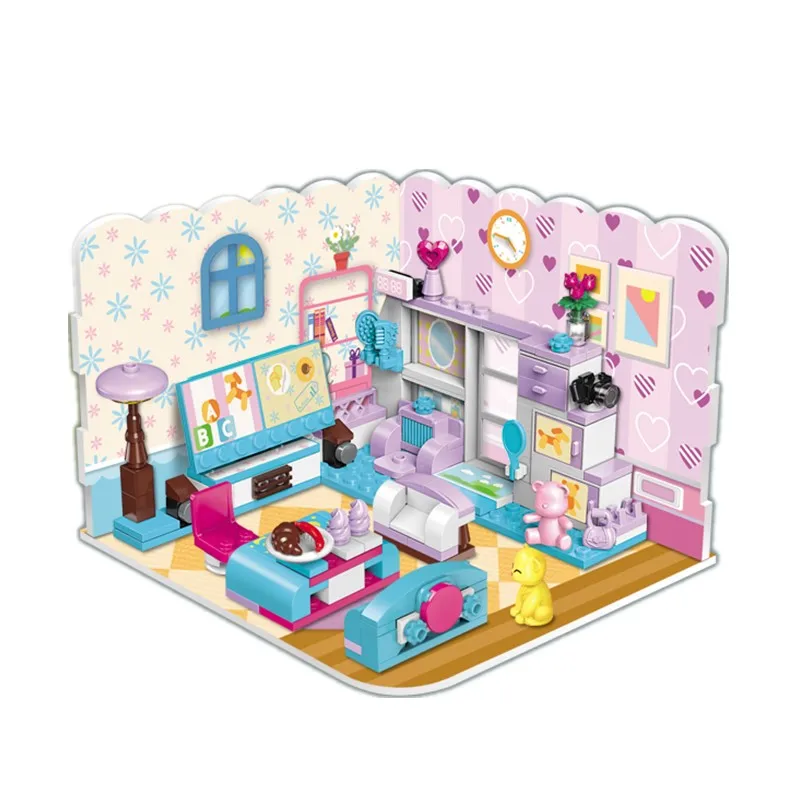 Дом для девочек Строительные кирпичи 194 шт. модель кухни гостиной сборочные блоки