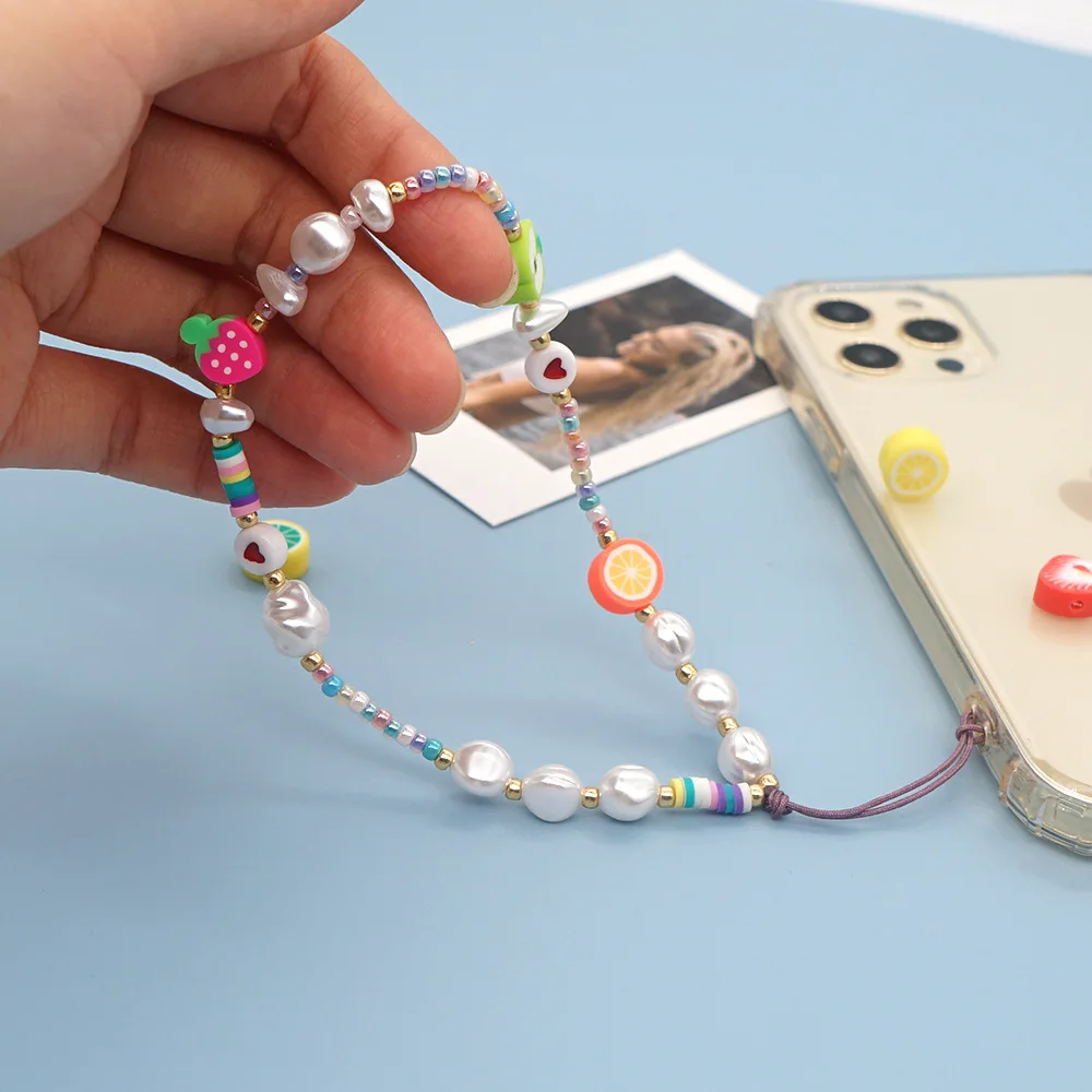 2021 new phone charm beads lanyard mobile chains telephone jewelry for women smiley face strap hangs phone accessories free global shipping