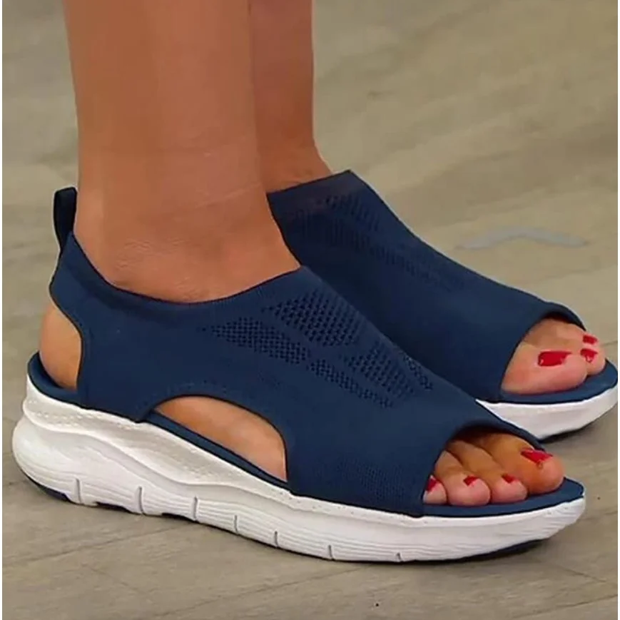 

Sandals for Women Large Size Summer Fish Mouth Mesh Thick-soled Sports Sandal