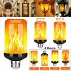 Светодиодная лампа с эффектом динамического пламени, E27, E14, 9 Вт, несколько режимов, креативная лампа-кукуруза, декоративсветильник лампа s для бара, отеля, ресторана Вечерние