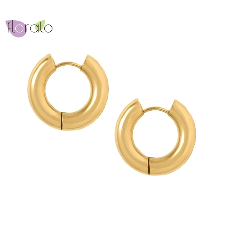 

925 Sterling Silver Ear Needle Buckle for Women Gold Color Small Large Circle Hoop Earrings Punk Hip Hop Jewelry Accessories