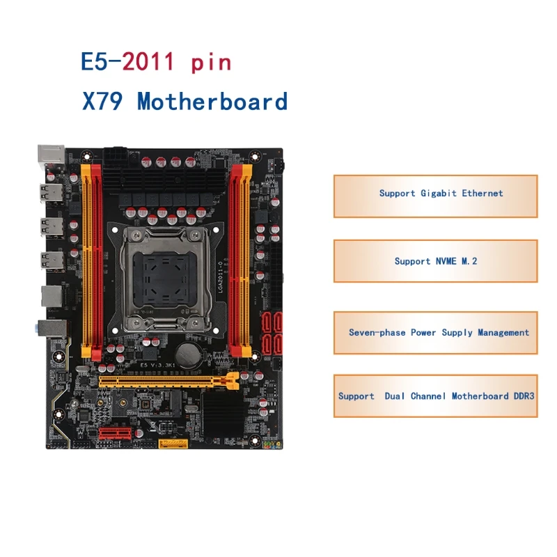 X79-3.3K Base Plate LGA 2011 PCI-E NVME M.2 SSD Support REG ECC Memory Xeon E5